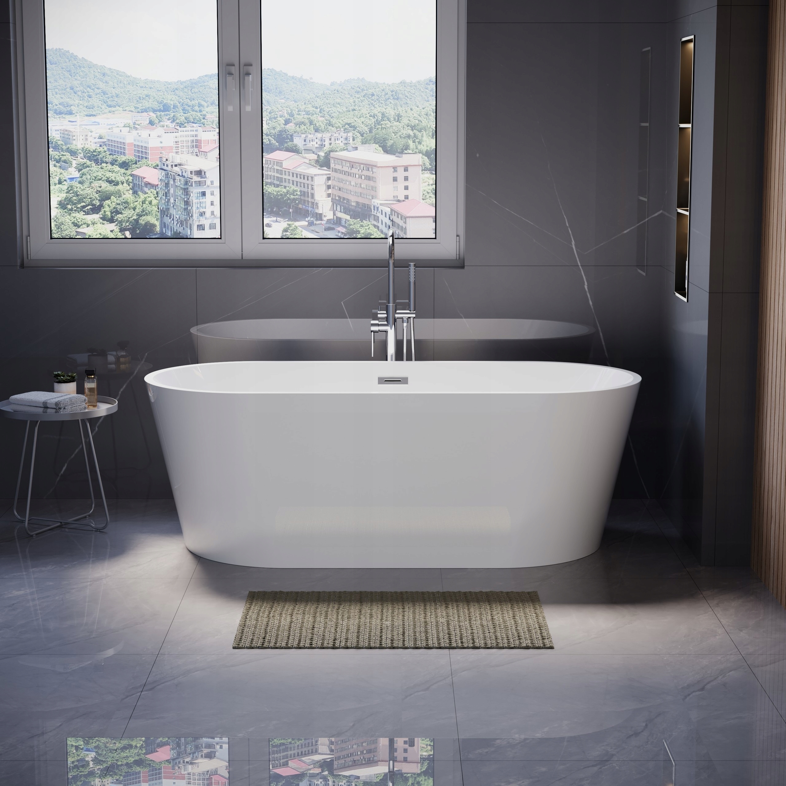 Wanna wolnostojąca Corciano akrylowa 170 x 74 cm odpływ na środku