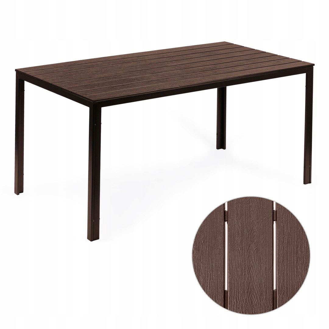 Stół ogrodowy 6-osobowy 156x78 cm polywood meble na taras brązowy MultiGard