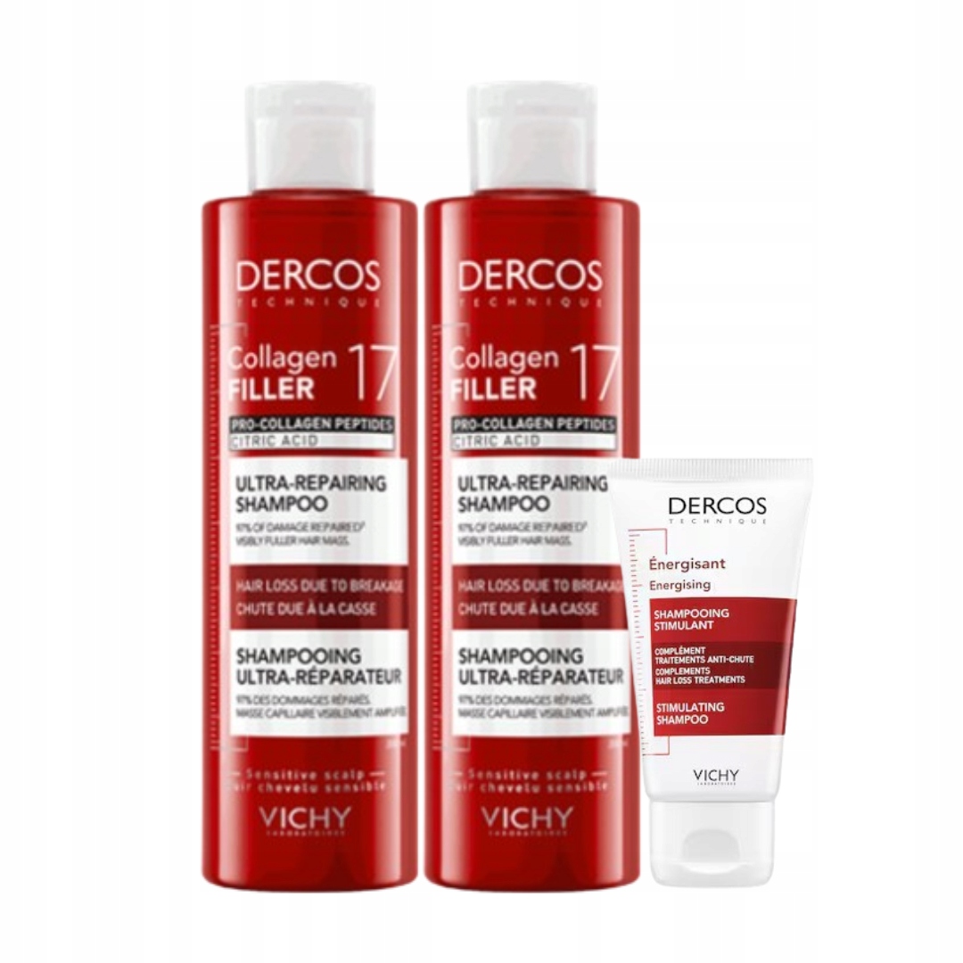 Vichy Dercos Collagen Filler 17 ultra-regenerujacy szampon 200ml 2 Pak