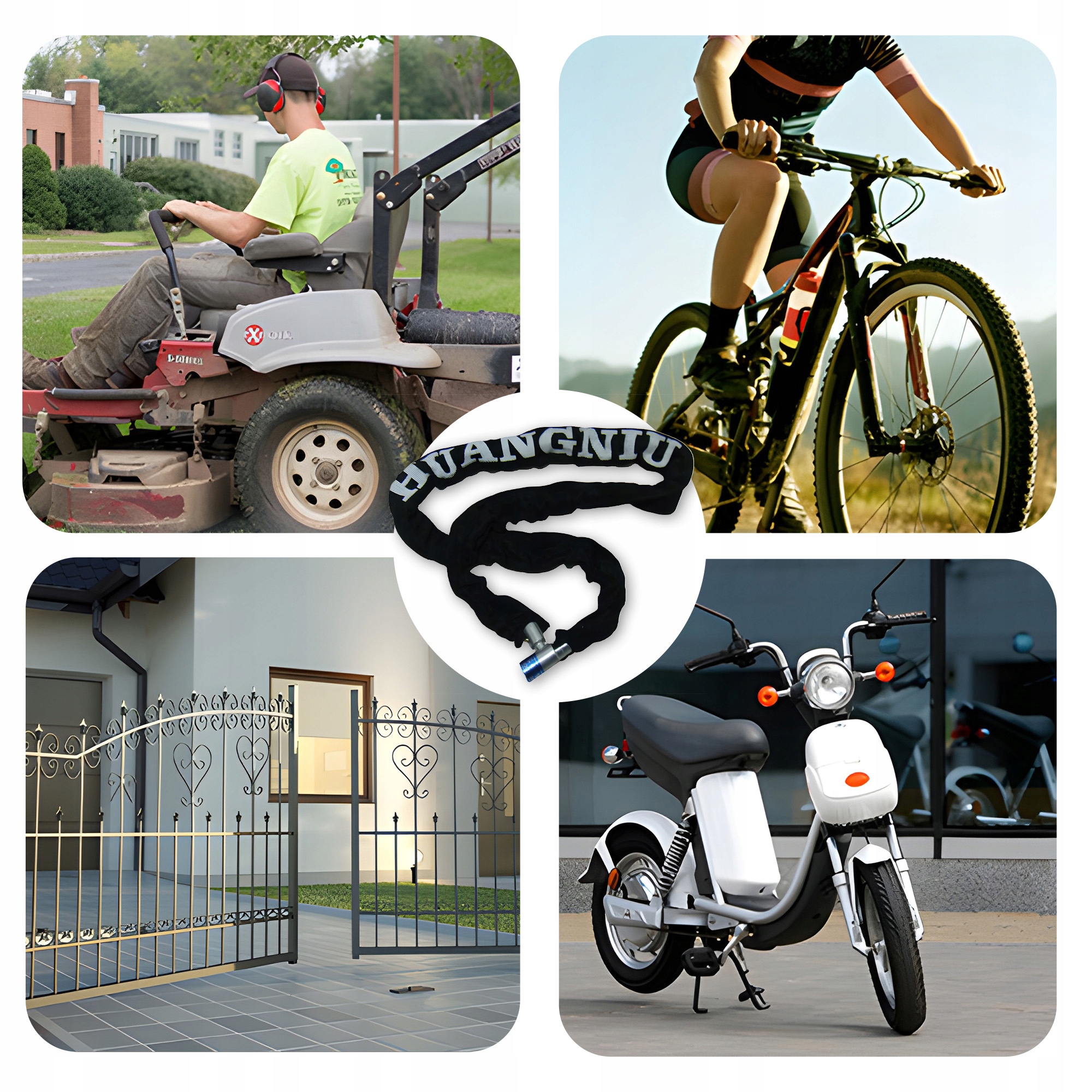 ZAPIĘCIE ROWEROWE ŁAŃCUCH NA KLUCZ do Roweru Hulajnoga Skuter Mocne CZARNE Model ZAP