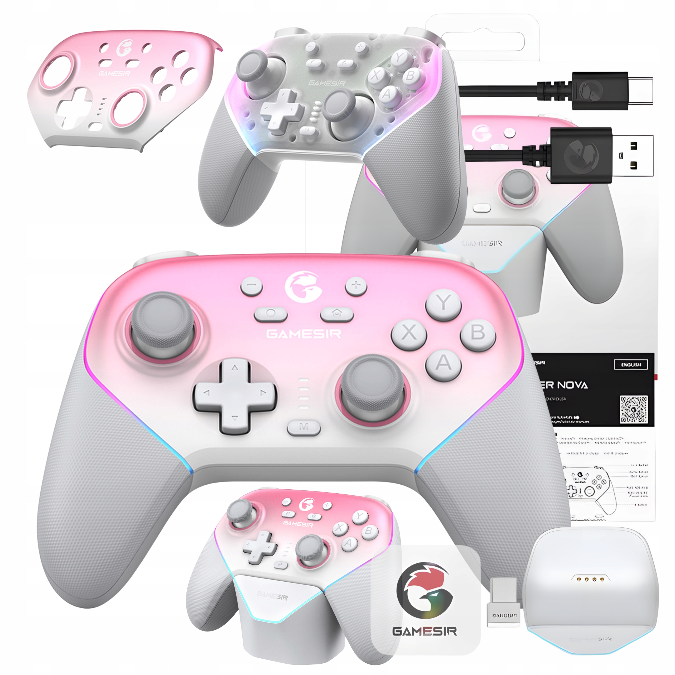 Bezprzewodowy kontroler GameSir SuperNova T4nPro Switch Android iOS Pc Pink