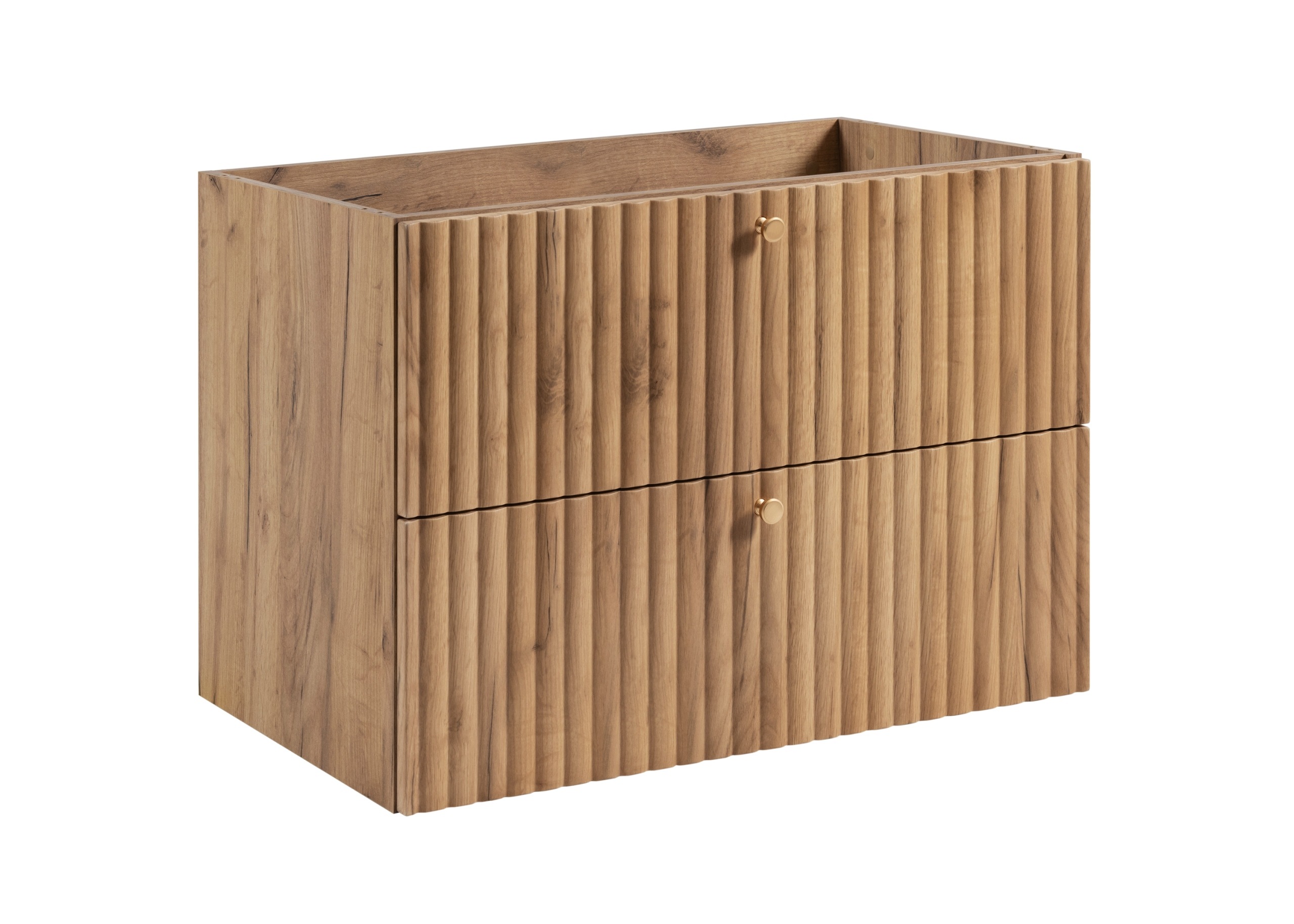 Szafka łazienkowa pod umywalkę 80 cm dąb craft 2 szuflady ryflowane fronty