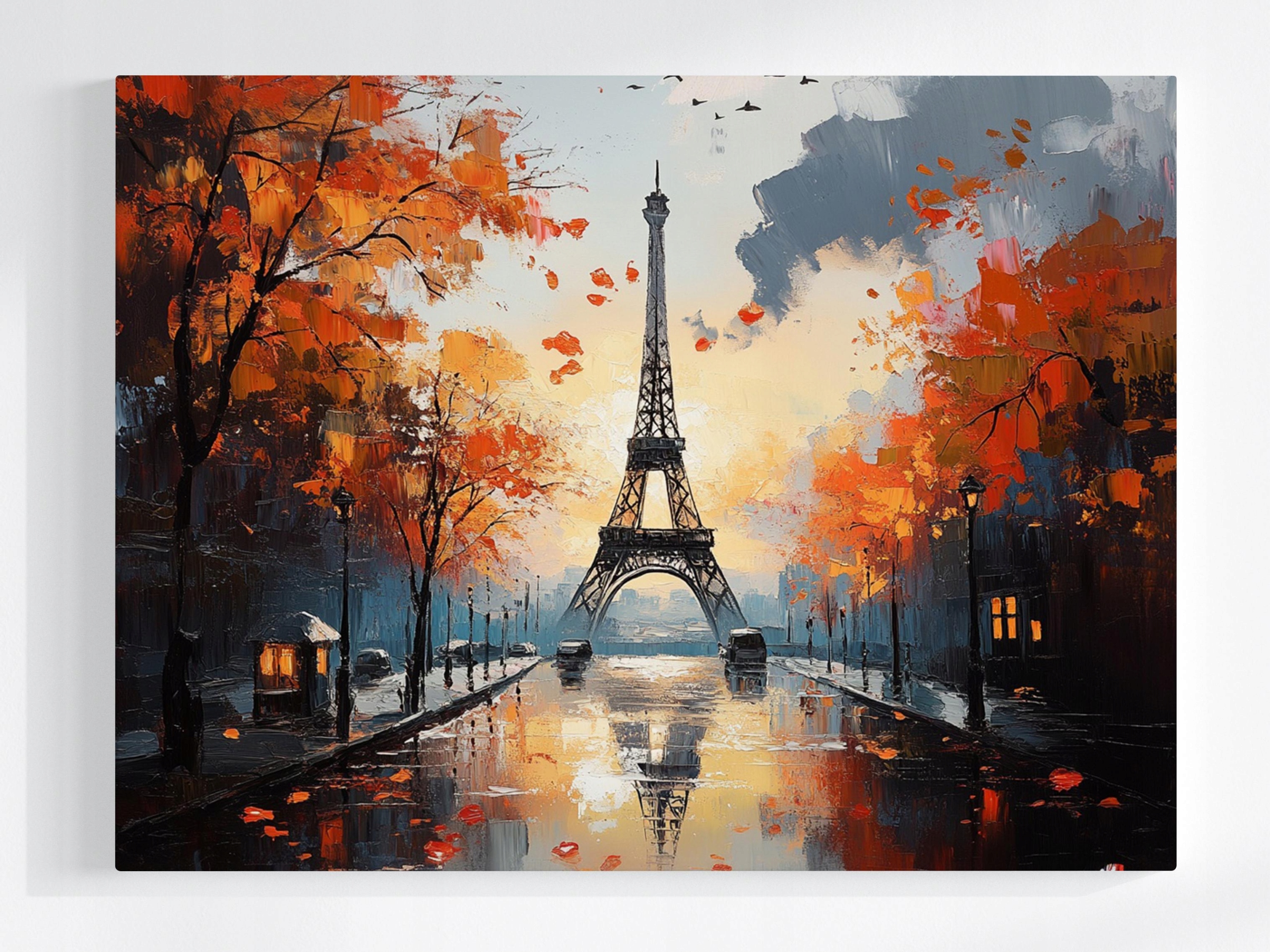 Obraz Na Plátně Canvas Paříž Eiffelova Věž Podzim Déšť Odraz 100x75