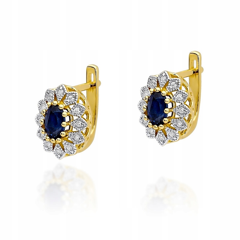 

Złote Kolczyki 585 Brylanty 0,20 ct Szafir 1,40 ct