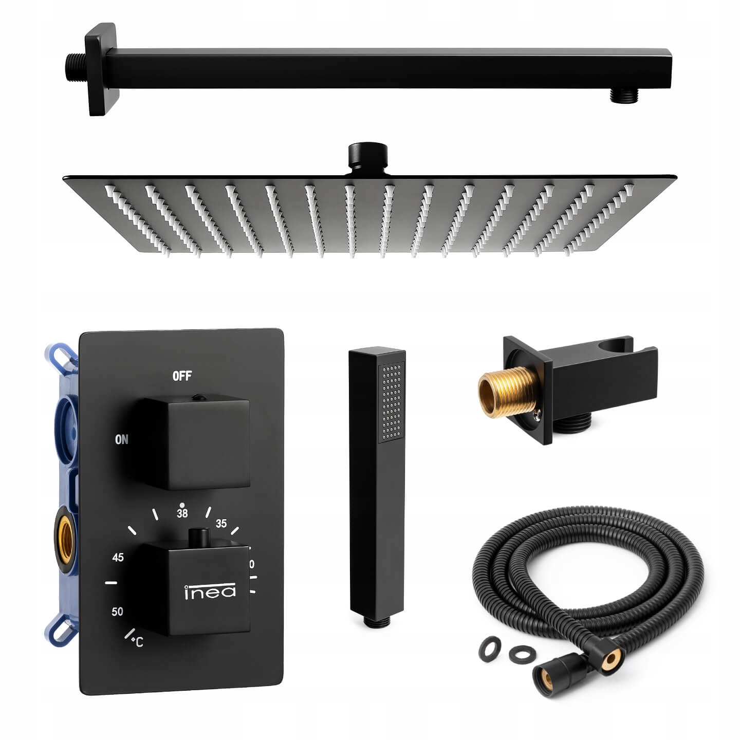 

Czarny Zestaw Podtynkowy deszczownica 30 Termostat