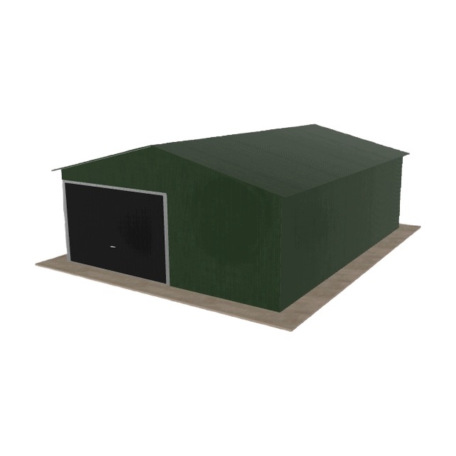 Plechová garáž 5.5 x 7 m jednopolohová, dvouspádová, zelená