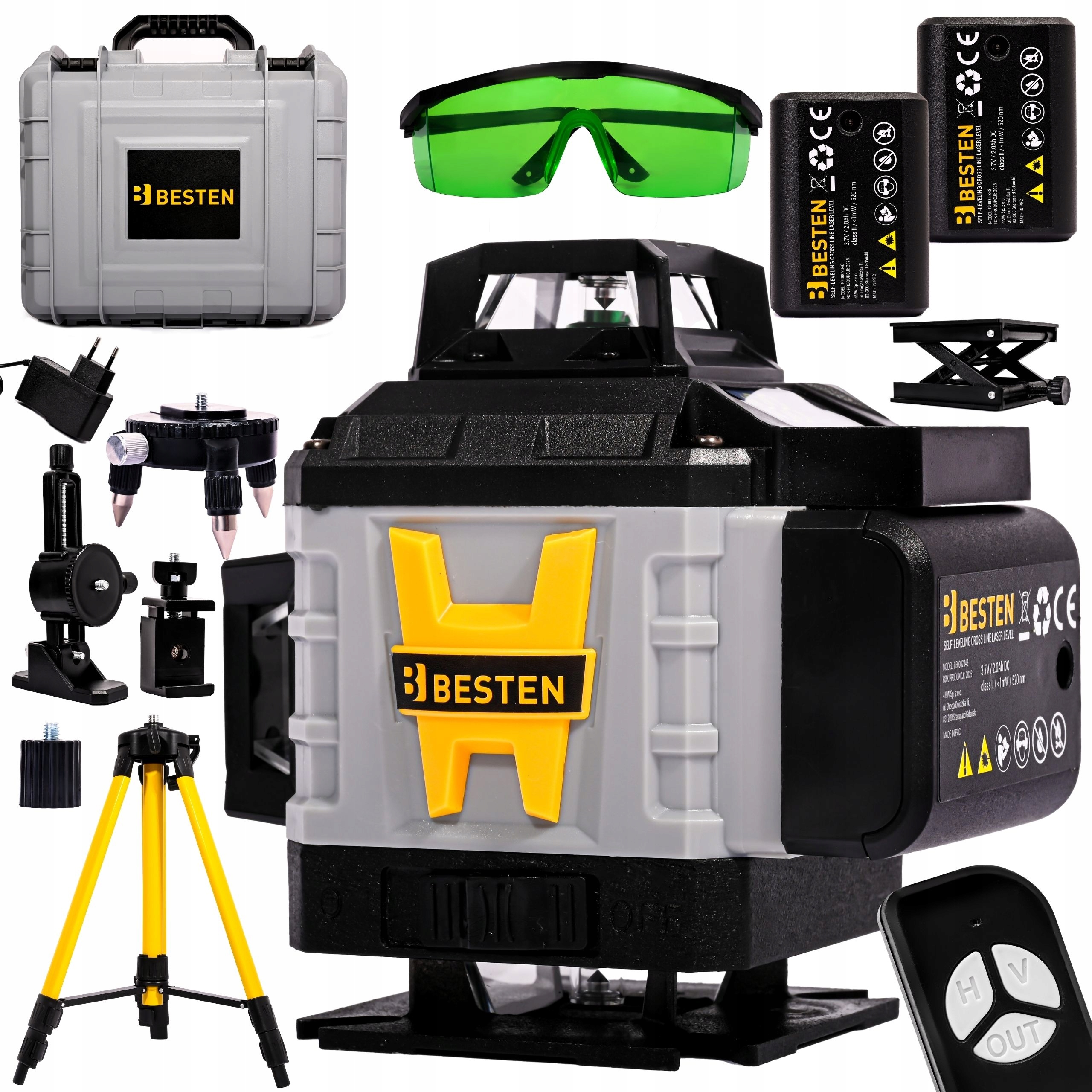 Křížový laser Samonivelační laserová vodováha 16 linií 360 4D Besten
