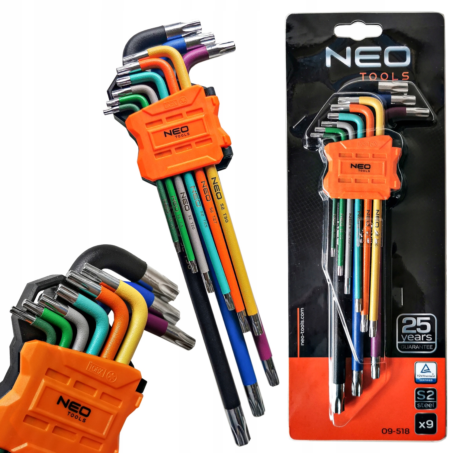 NEO KLUCZE IMBUSOWE TORX T10 - T50 DŁUGIE 09-518