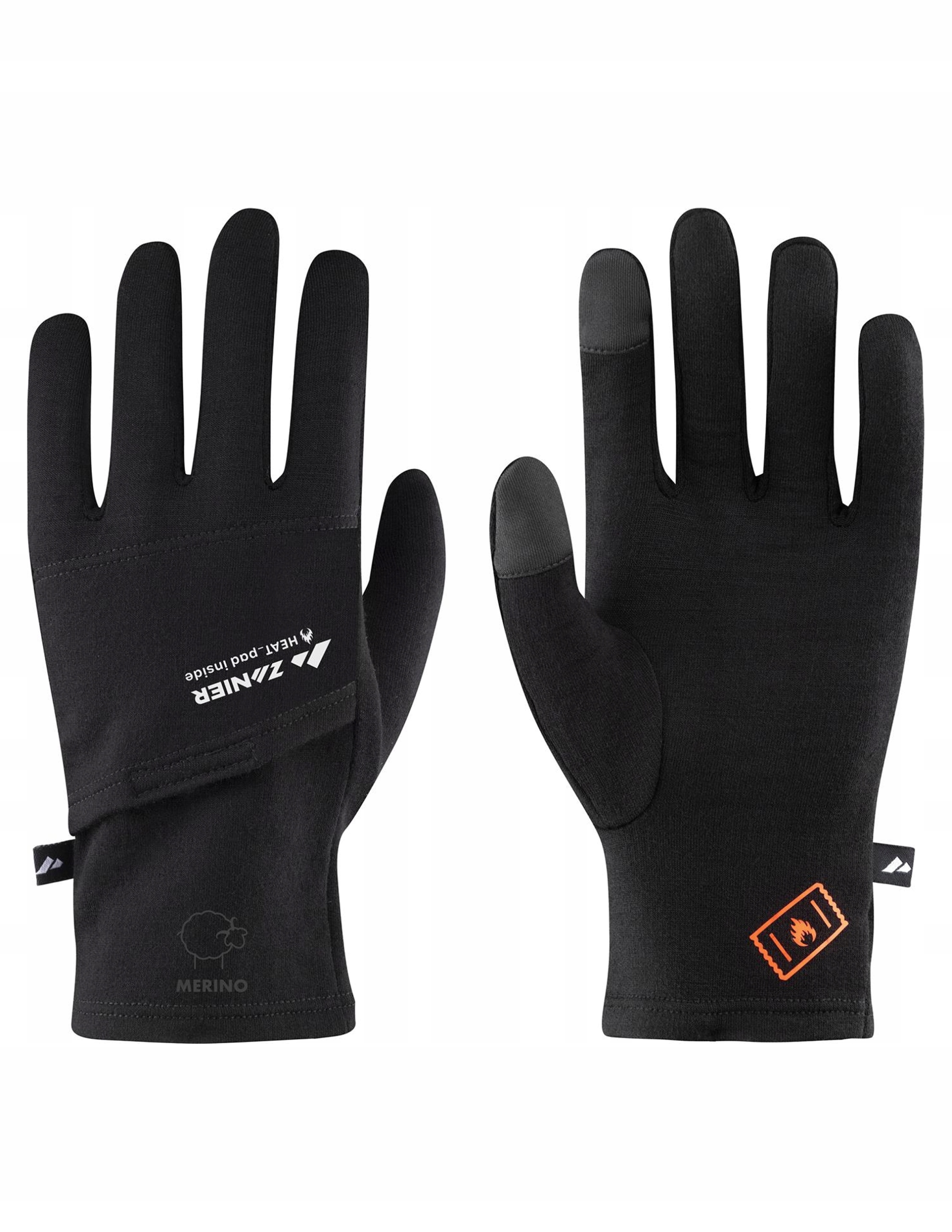 Rękawiczki pięciopalczaste Zanier Heat Pads Merino Liner Touch Czarny XL