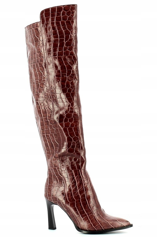 Kozačky mušketýrky za koleno na podpatku elegantní kožené boty Carinii 36