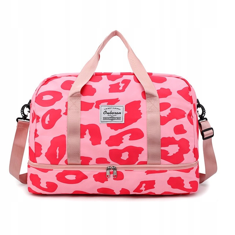 Stylowa Damska Torba Podróżna Różowa W Panterkę Wymiary: 51x25x39 CM