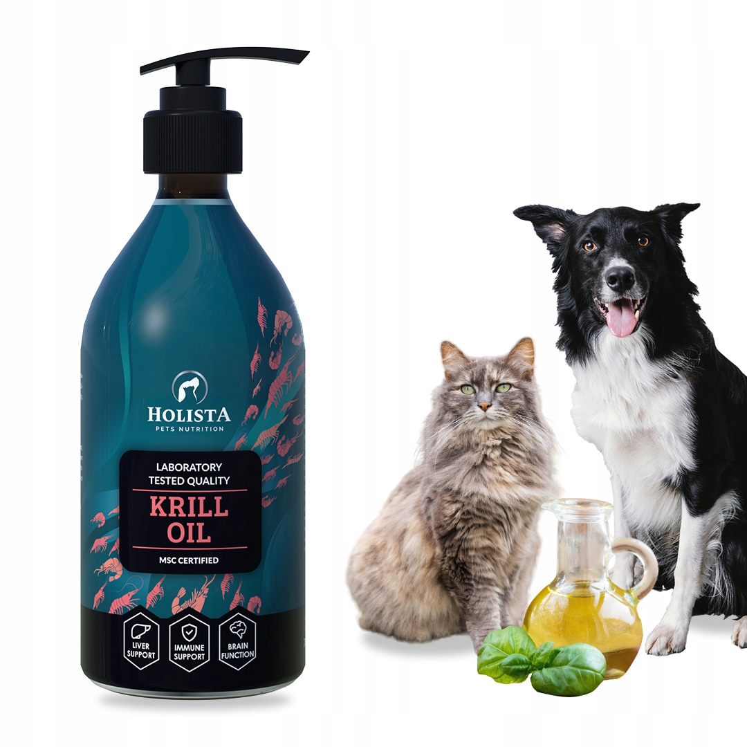 Holista Krill Oil Olej z Kryla dla Psa Kota Omega 3 bez Ryb Dha Barf 400ml