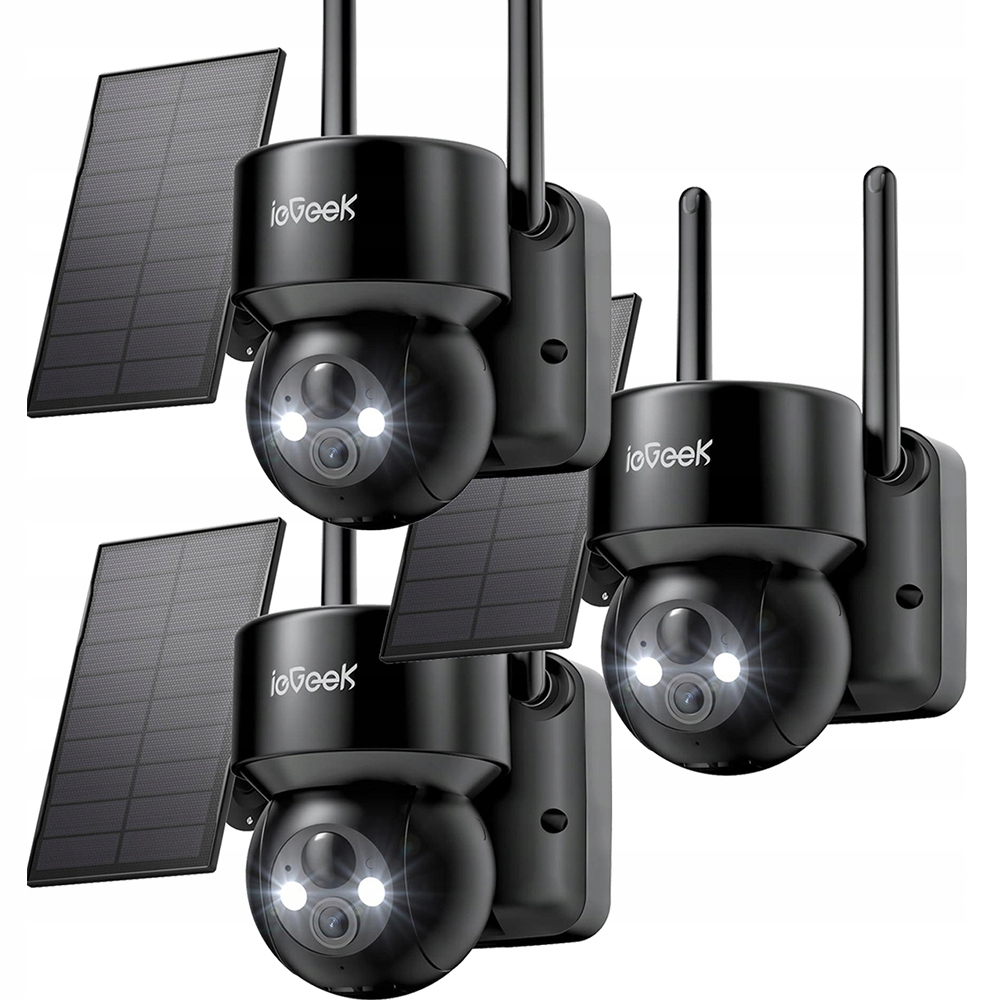 3X Solární Wifi Kamera 2K Smart Venkovní Otočná Ip Bezdrátová Šedá