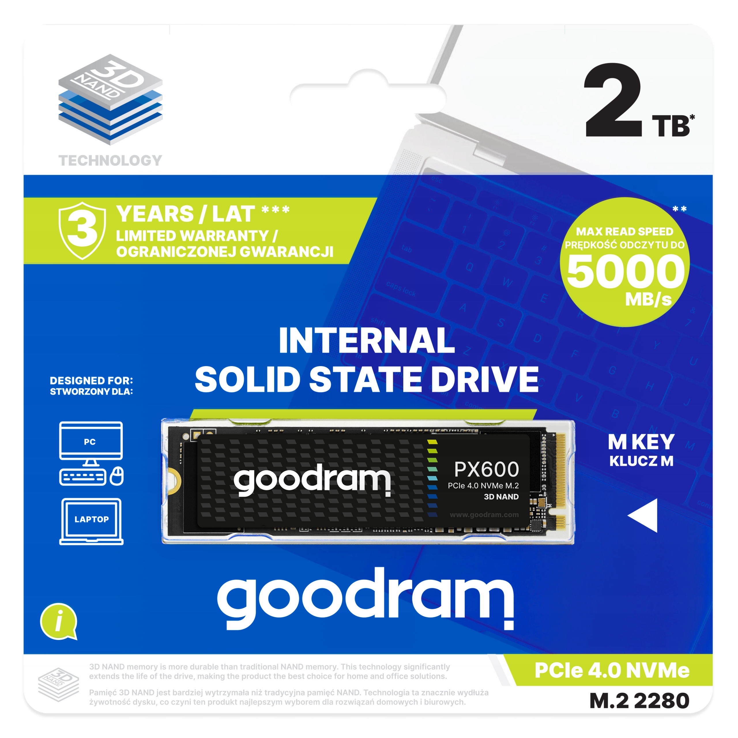 Dysk SSD GOODRAM PX600 2TB PCIe NVMe M.2 2280 (5000/4200)