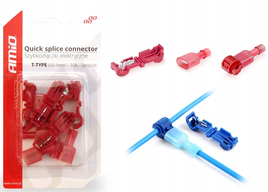 

Szybkozłączki elektryczne Typ-T 0,5-1mm2 10A 5szt