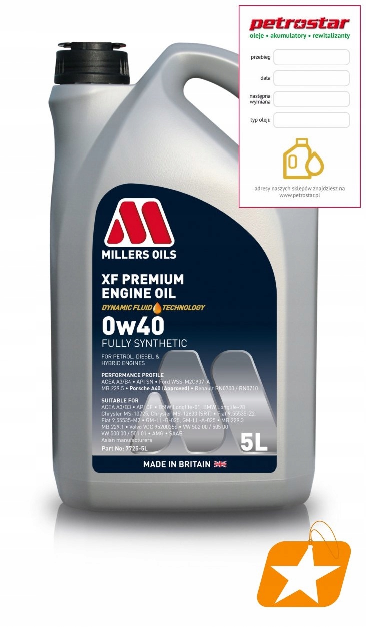 Millers Oils Xf Premium 0W40 5L