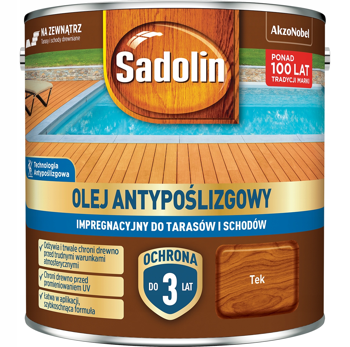 Sadolin Olej do Tarasów Tarasu Antypoślizgowy 12m2/L Tek Teak 2,5L