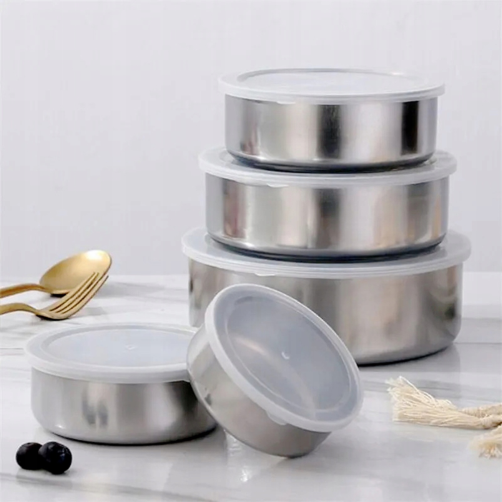 MISKA MISKI Z POKRYWKĄ KUCHENNA STALOWA GASTRONOMICZNA KOMPLET STAL 5SZT Marka bez marki