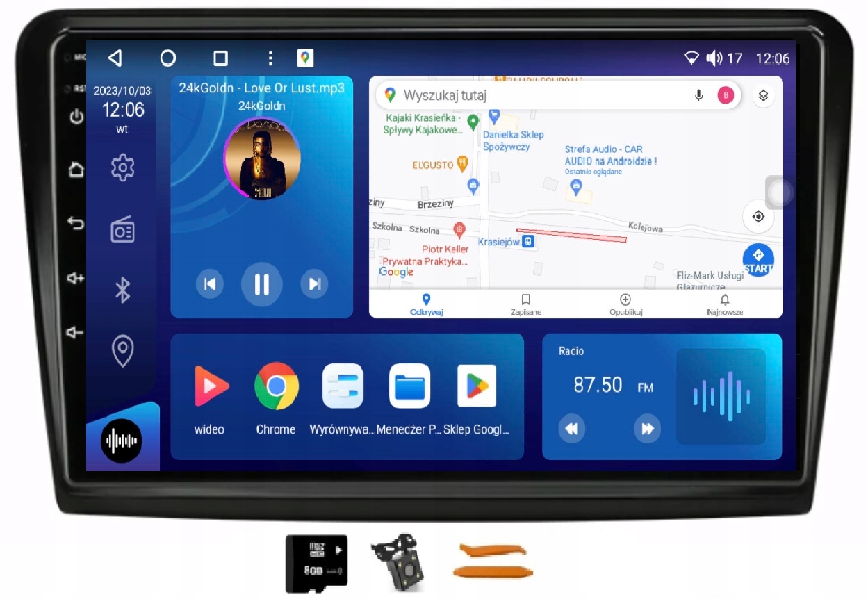 Rádio Android Navigácia XQ8120S Qled Carplay Lte Gps Škoda Superb 2 08-15