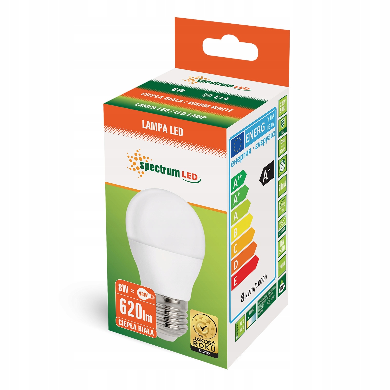

Żarówka Led Spectrum kulka E27 8W 230V Ww 710lm