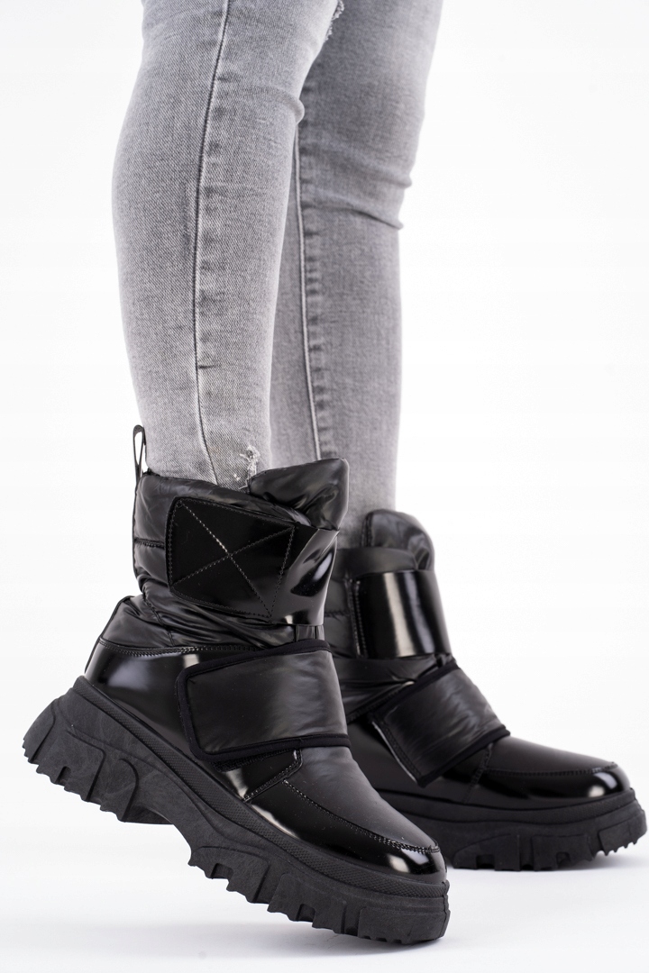 Czarne botki śniegowce damskie na rzepy 39 Marka bez marki