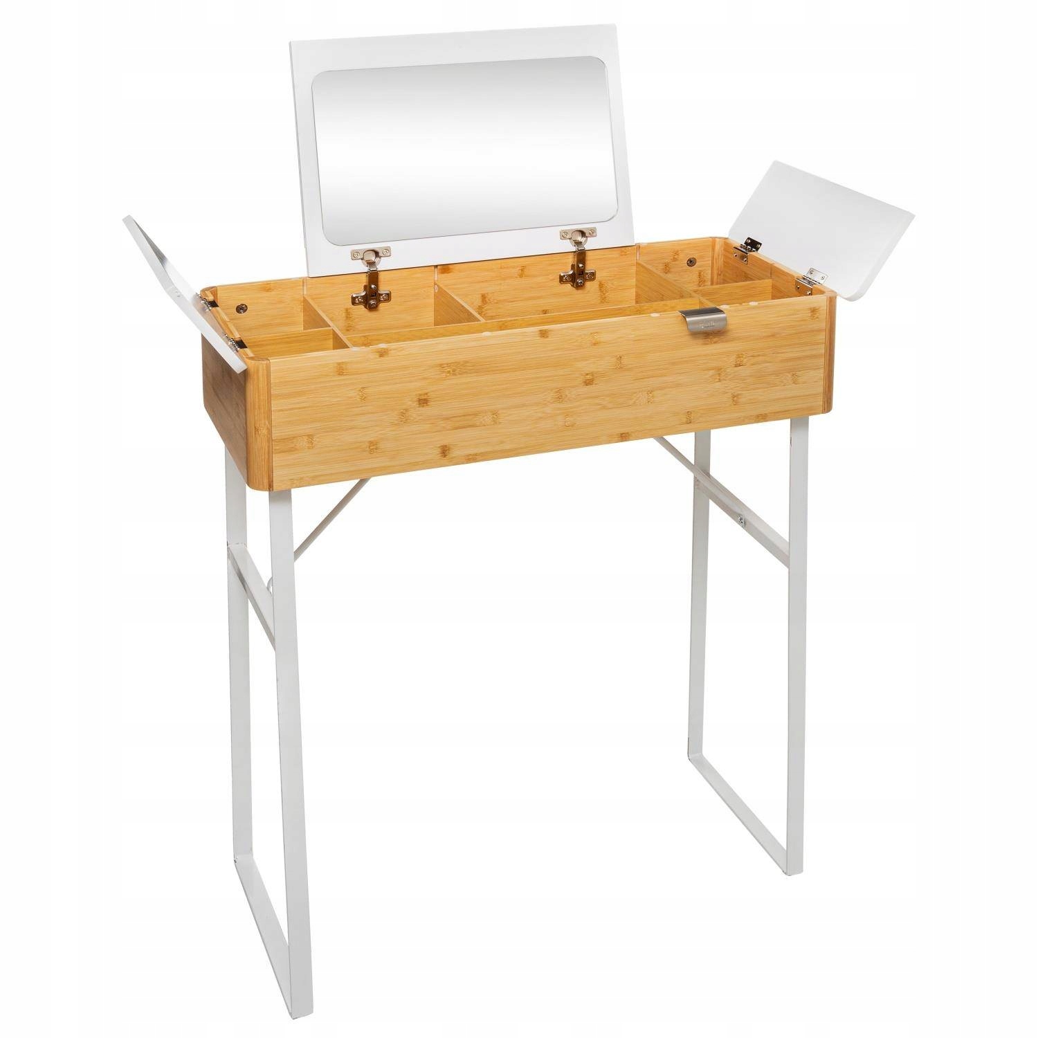 Toaletný Stolík So Zrkadlom a priehradkami bambusový 88 cm