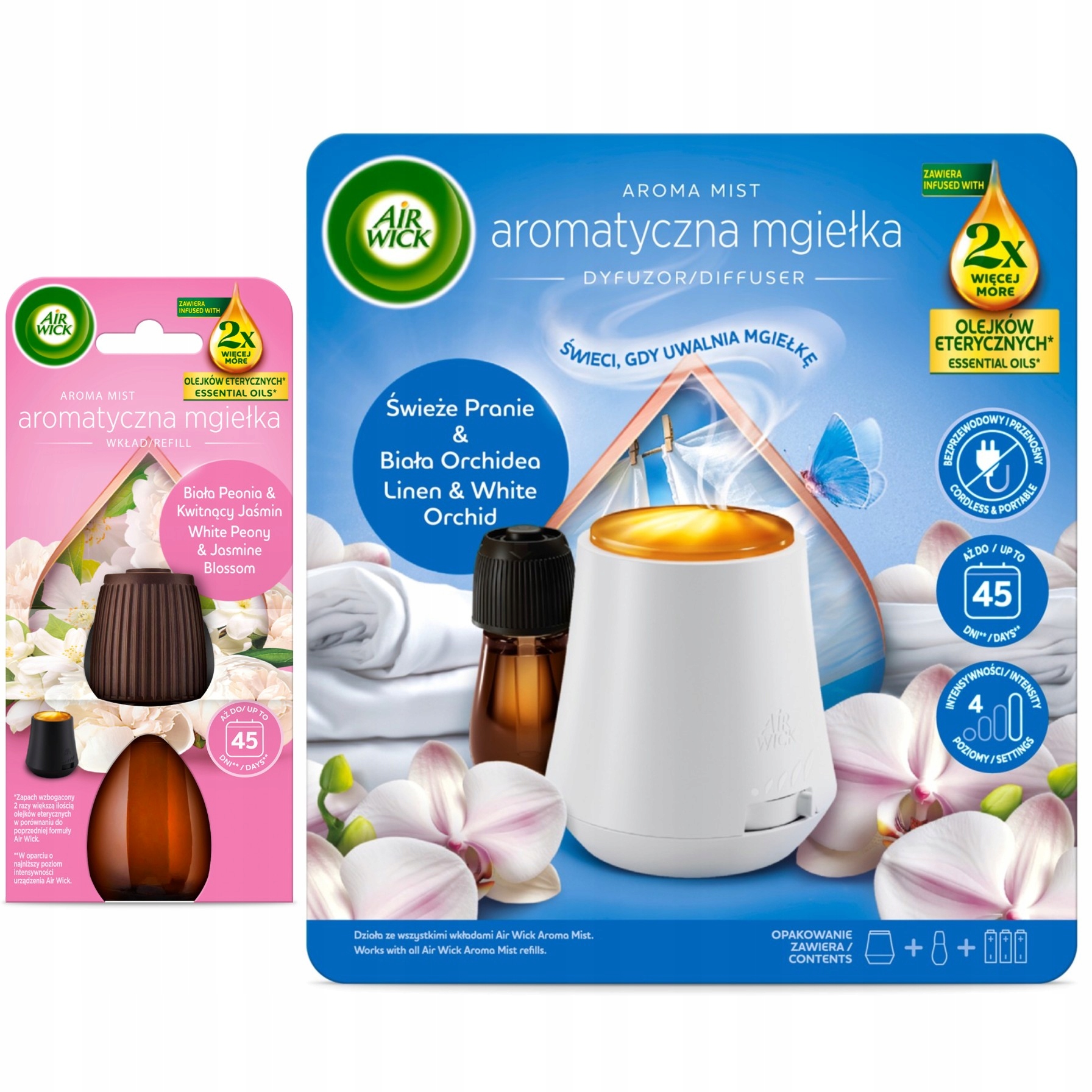 Levně Air Wick Mlha Komplet Čerstvé Prádlo Bílá Orchidej Náhradní náplň 20 ml