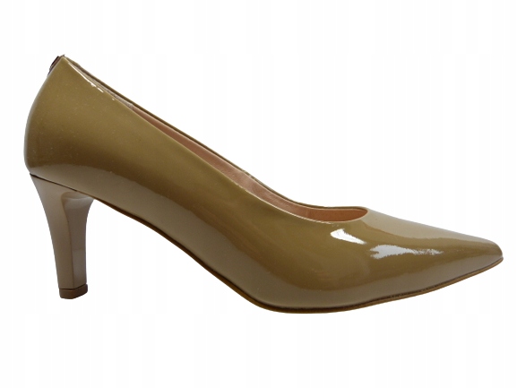 Capucino lakované dámské lodičky na nízkém podpatku do špičky Sala 37