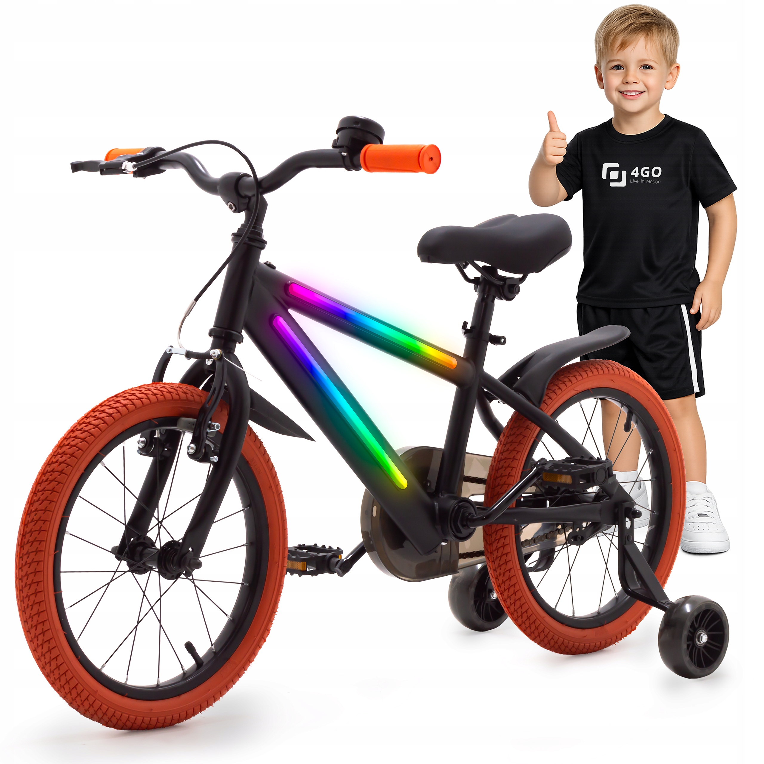 Dětské Kolo 14 Palců Pro Děti S Rgb Světlem, Černá Barva