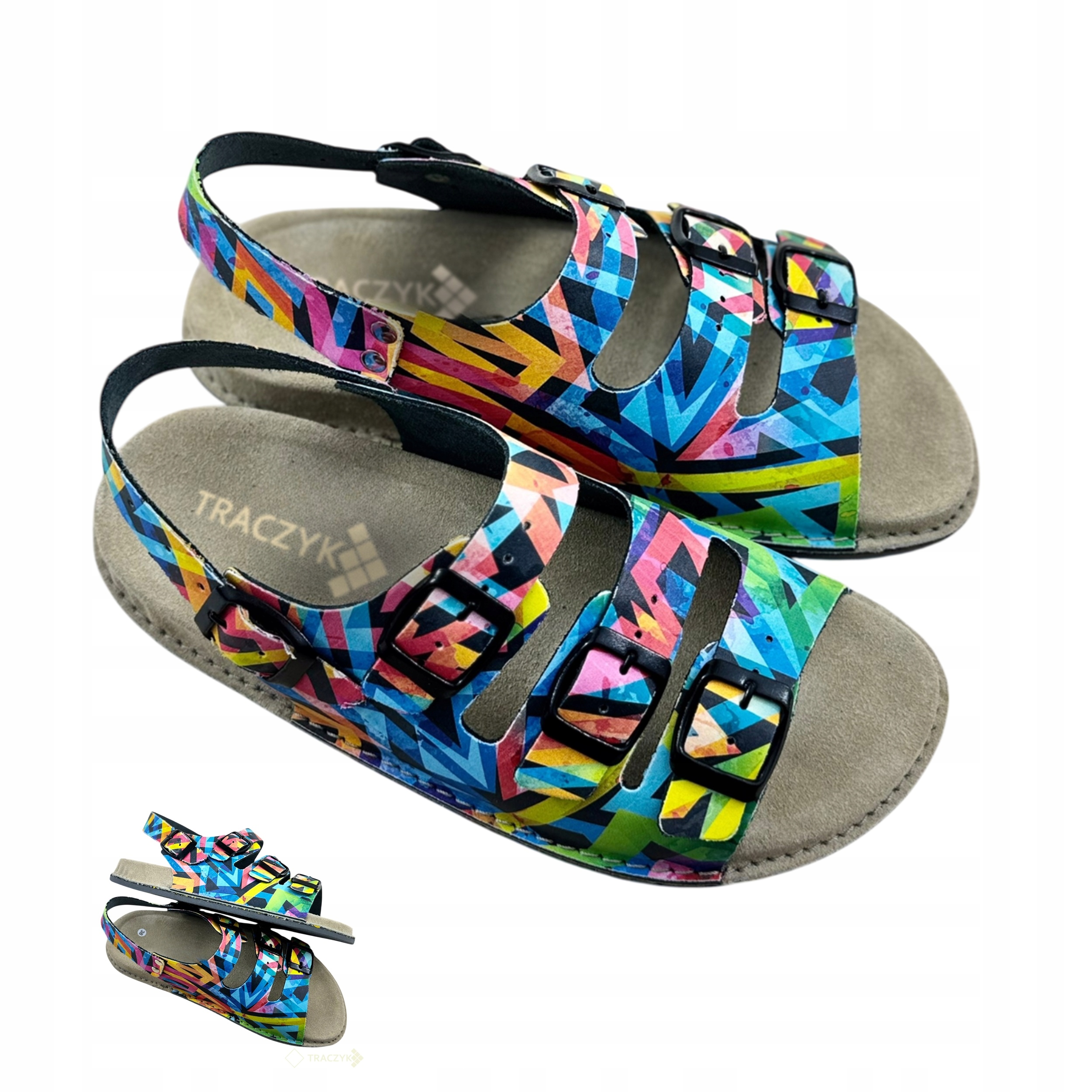 Sandály Traczyk Pohodlné Přírodní Kůže Profilované Fussbett Nastavitelné vel. 3