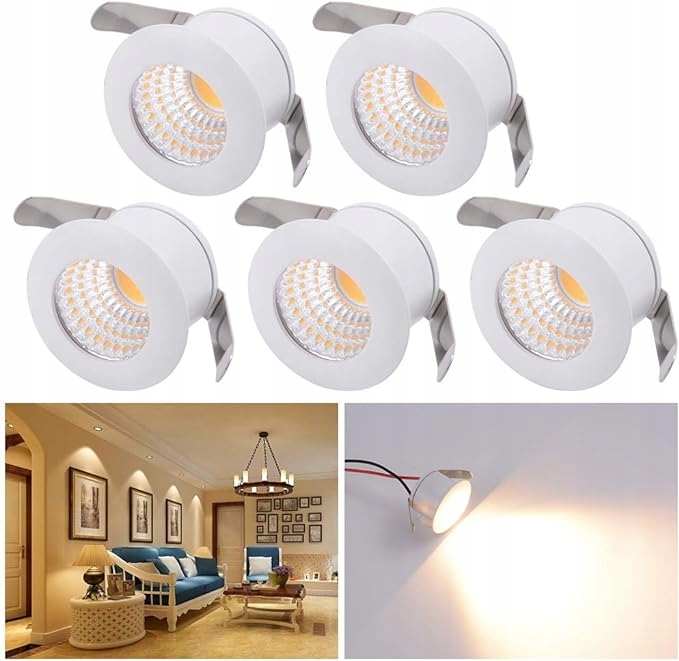 Mini Reflektor Sufitowy Okrągły LED 3W 5sztuk