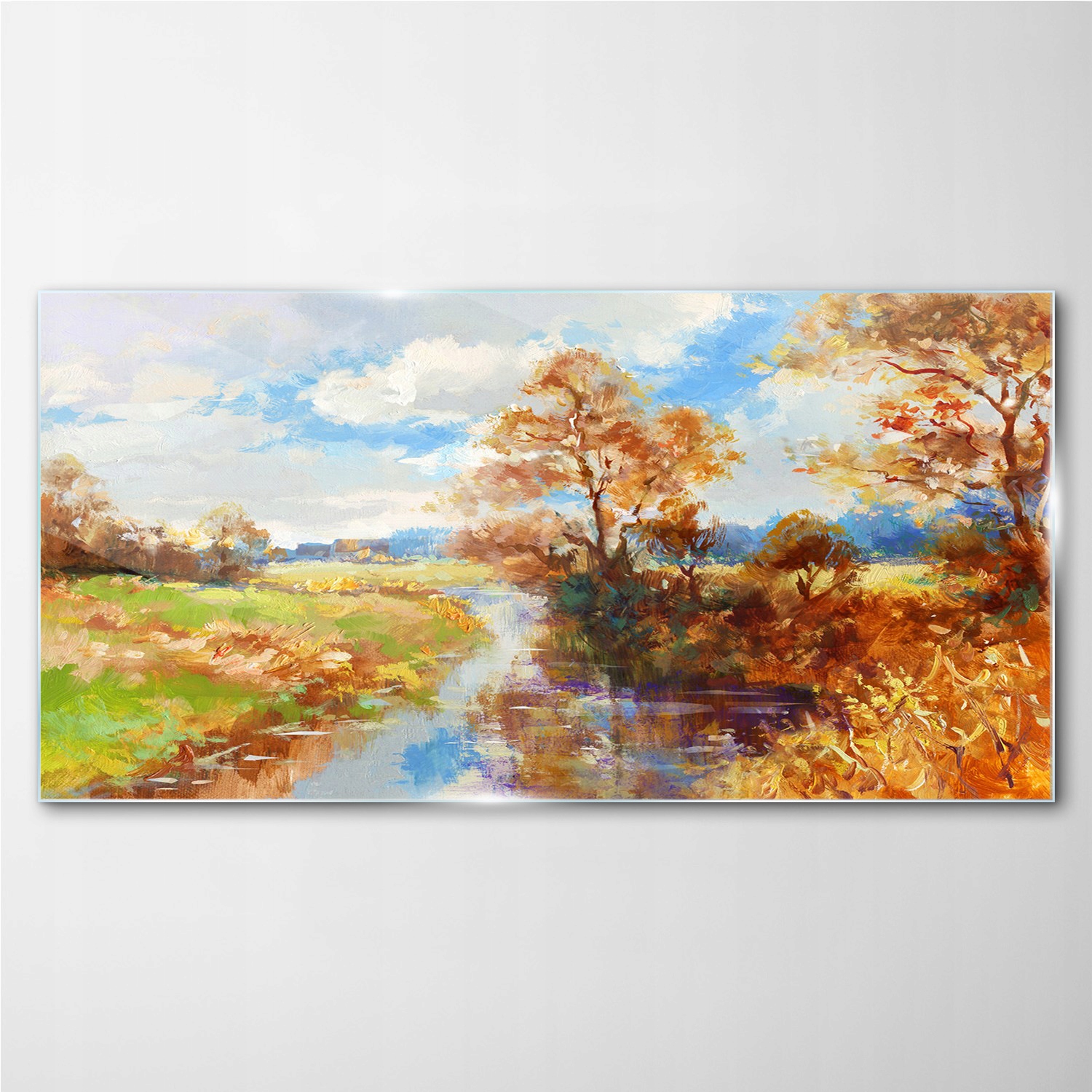 

Szklany obraz na ścianę Drzewa rzeka niebo 140x70