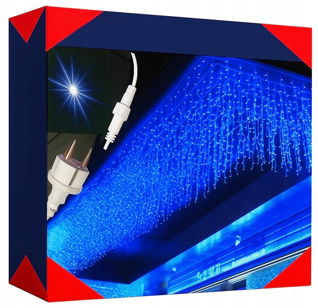 Rampouchy 500 Led Záclona Venkovní Osvětlení IP44 Flash Modrá 25 M
