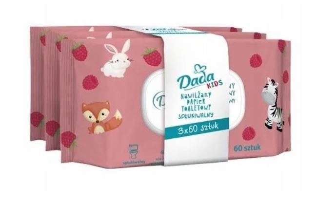 

Dada nawilżany Papier Toaletowy Malina Zestaw 3x60
