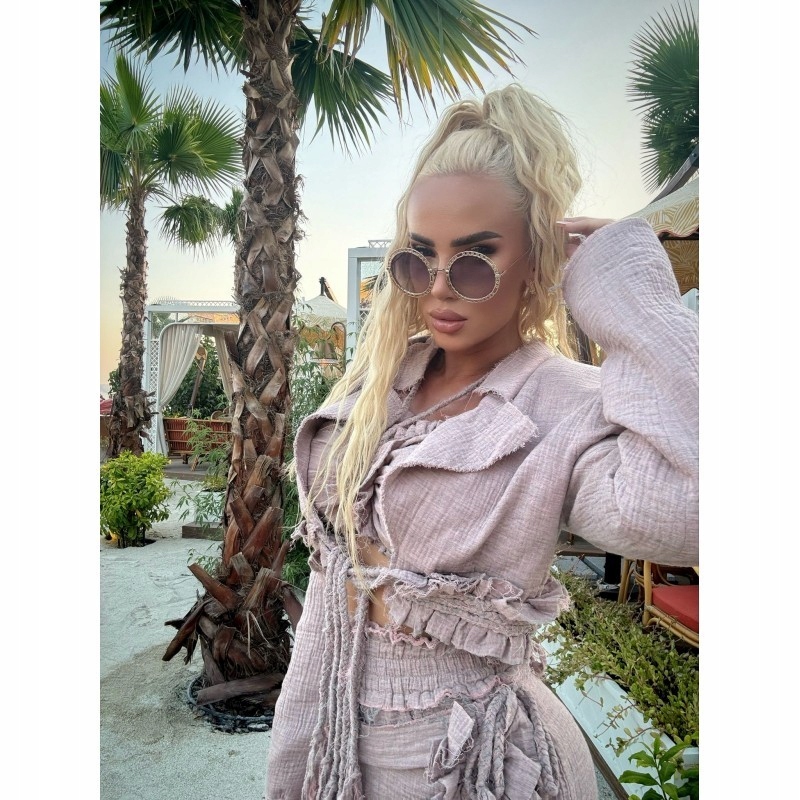 BOHEME BLAZER - bawełniana marynarka z muślinu - JUST UNIQUE M/L Różowy Marka Just Unique