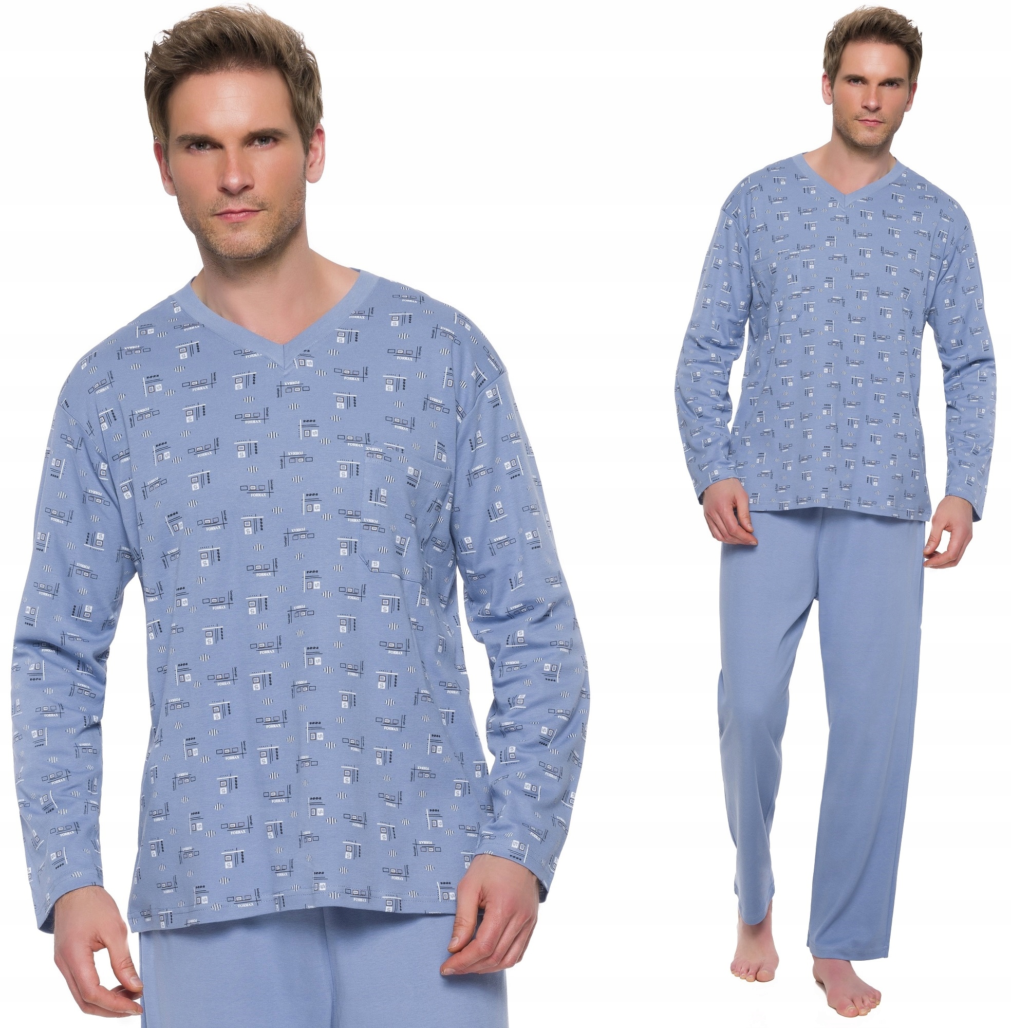 

Bawełniana Piżama Męska Serek Spodnie Gładkie XXL