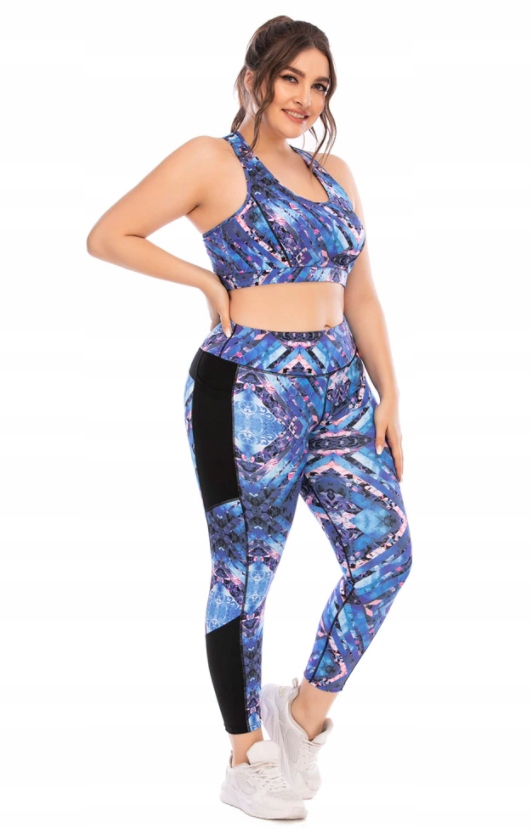 KOMPLET TOP SPODNIE LEGGINSY NA SIŁOWNIE PLUS SIZE