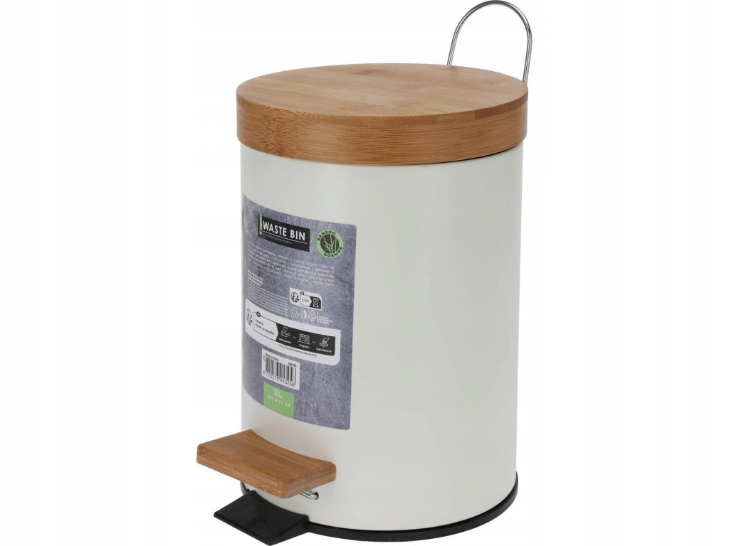 Levně Koupelnový koš s bambusovým víkem, 3l