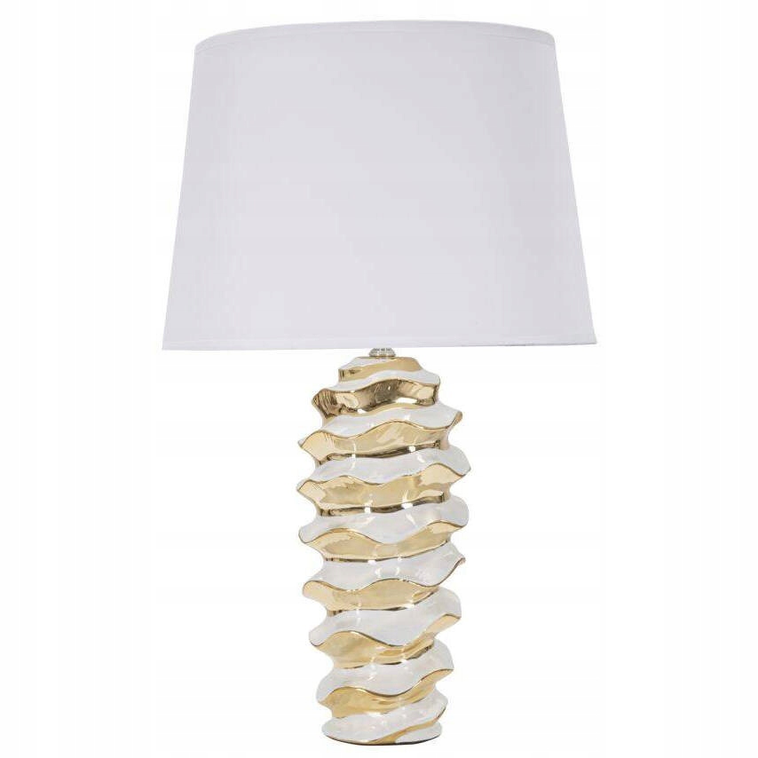 Keramická Stolová Lampa Biela Zlatá Moderná Do Spálne A Obývačky 33X53 CM