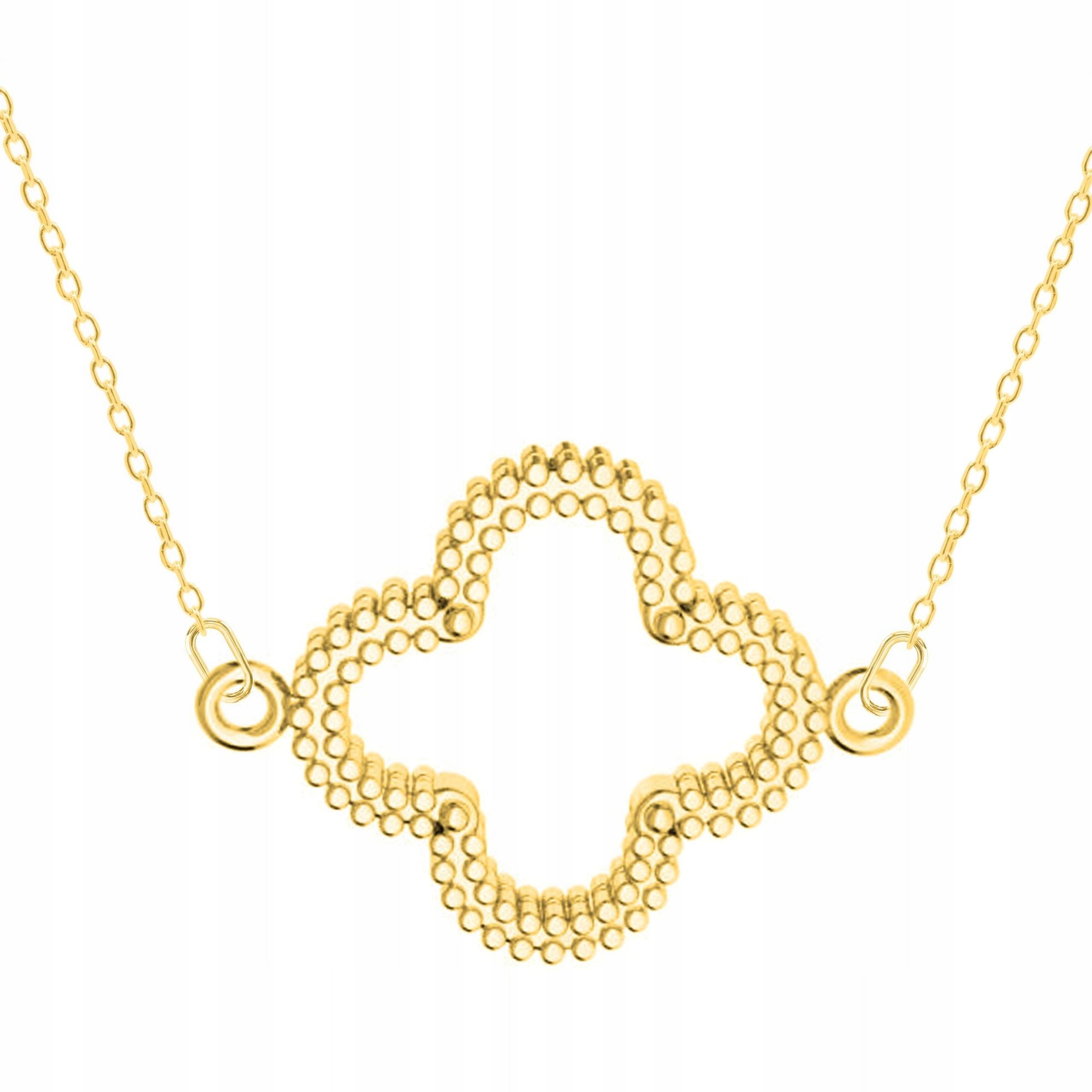 Zlatý náhrdelník s květem Jetel Čtyřlístek Květina Rostlina Stříbro 925