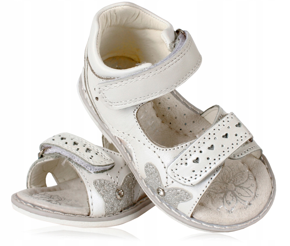 Sandały białe perłowe profilowane skóra clibee 21 Kod producenta AB-15