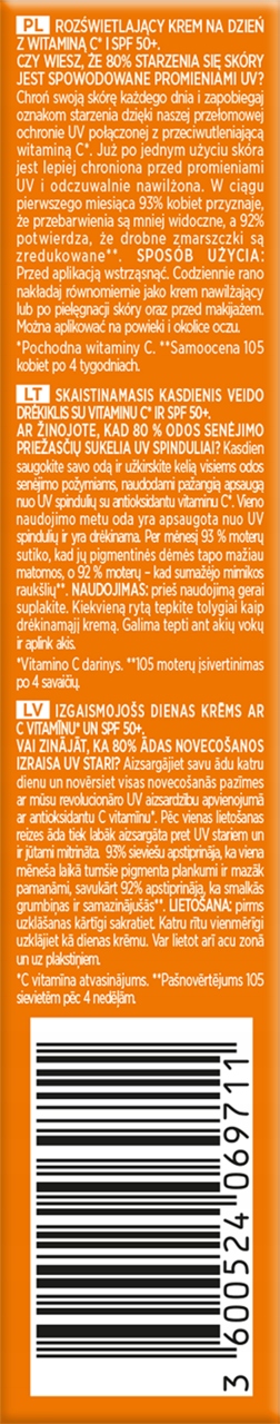 L'OREAL REVITALIFT CLINICAL KREM Z WITAMINĄ C ROZŚWIETLAJĄCY SPF 50 Działanie nawilżający