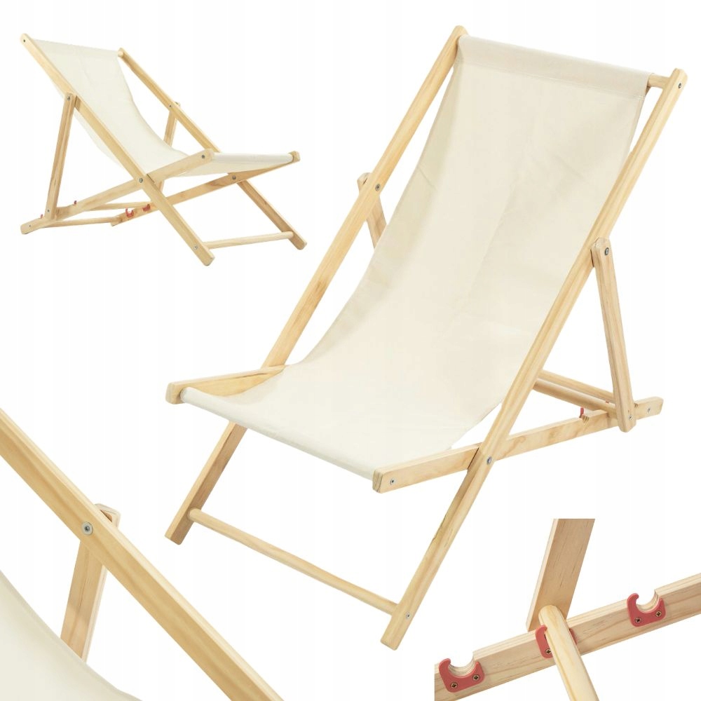 Leżak Drewniany Ogrodowy Plażowy Klasyczny do Ogrodu na Plażę