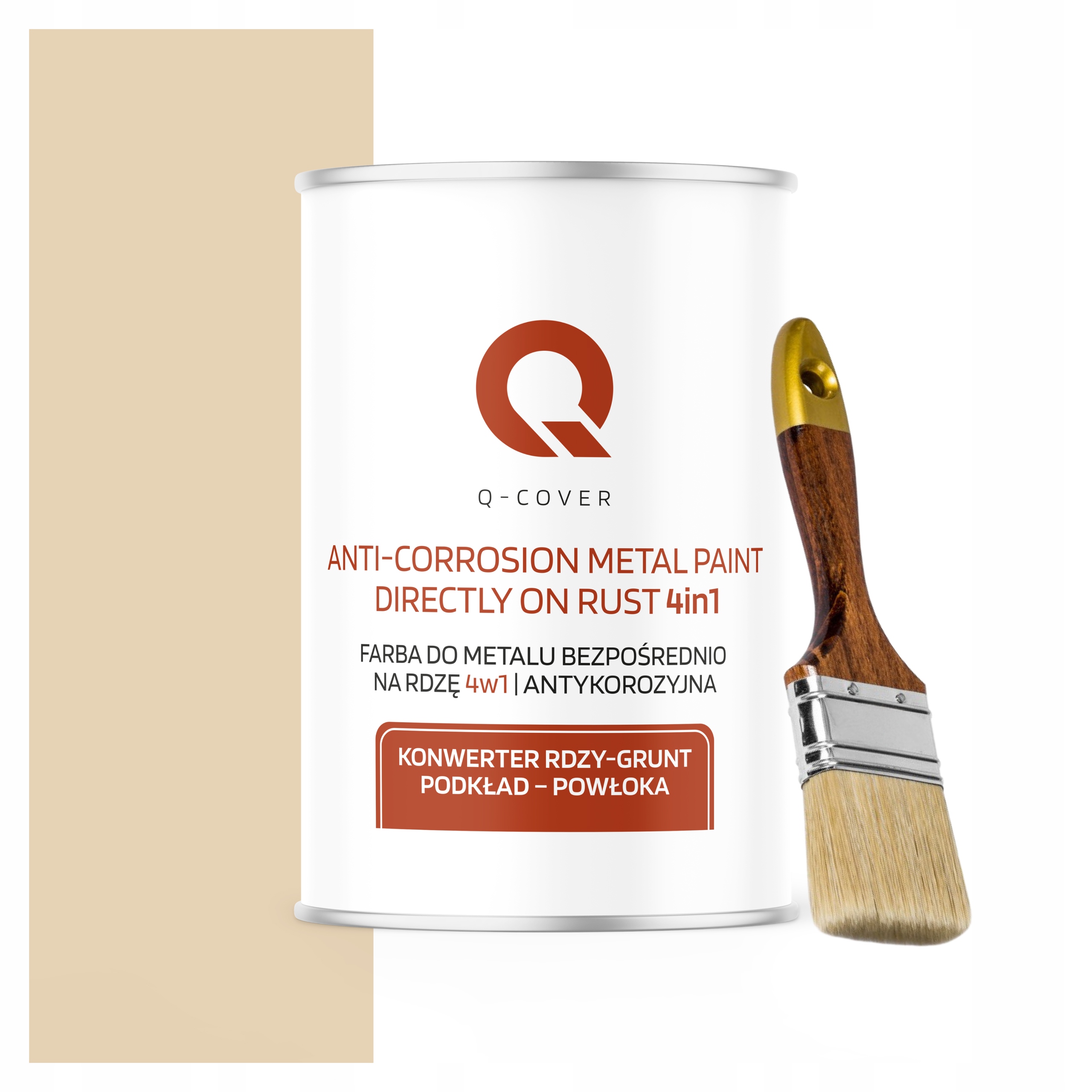 Farba do Metalu Antykorozyjna 1L Mat Kolor Kremowy Beżowy Pędzel Ral 1015