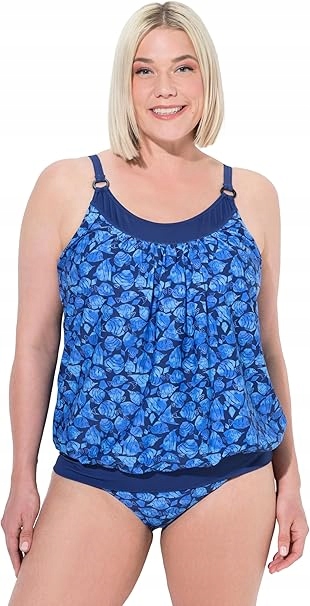 Ulla Popken Dvoudílné Plavky S Modrým Potiskem Plus Size 58/60 6FA