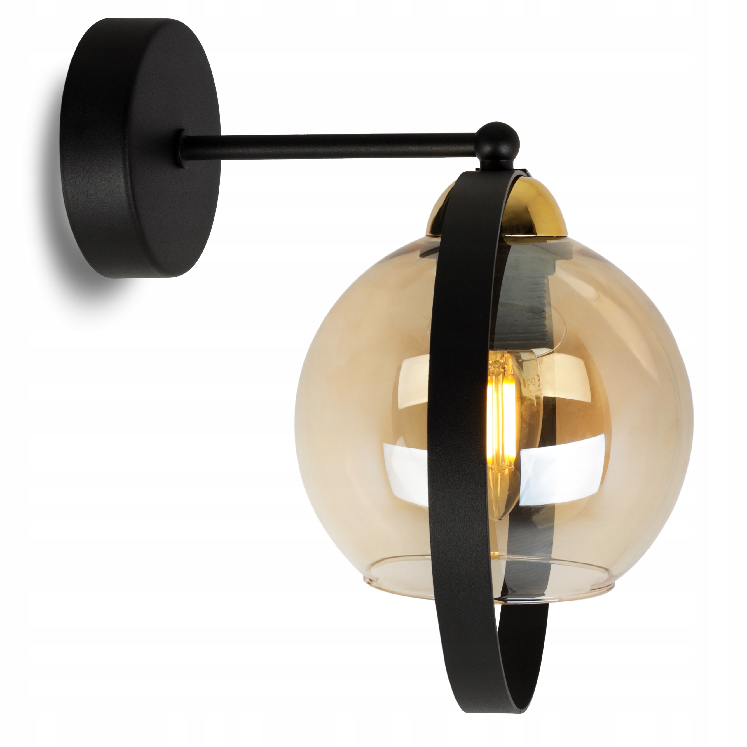 

Nowoczesna Lampa Kinkiet Szklany Miodowy Pierścień