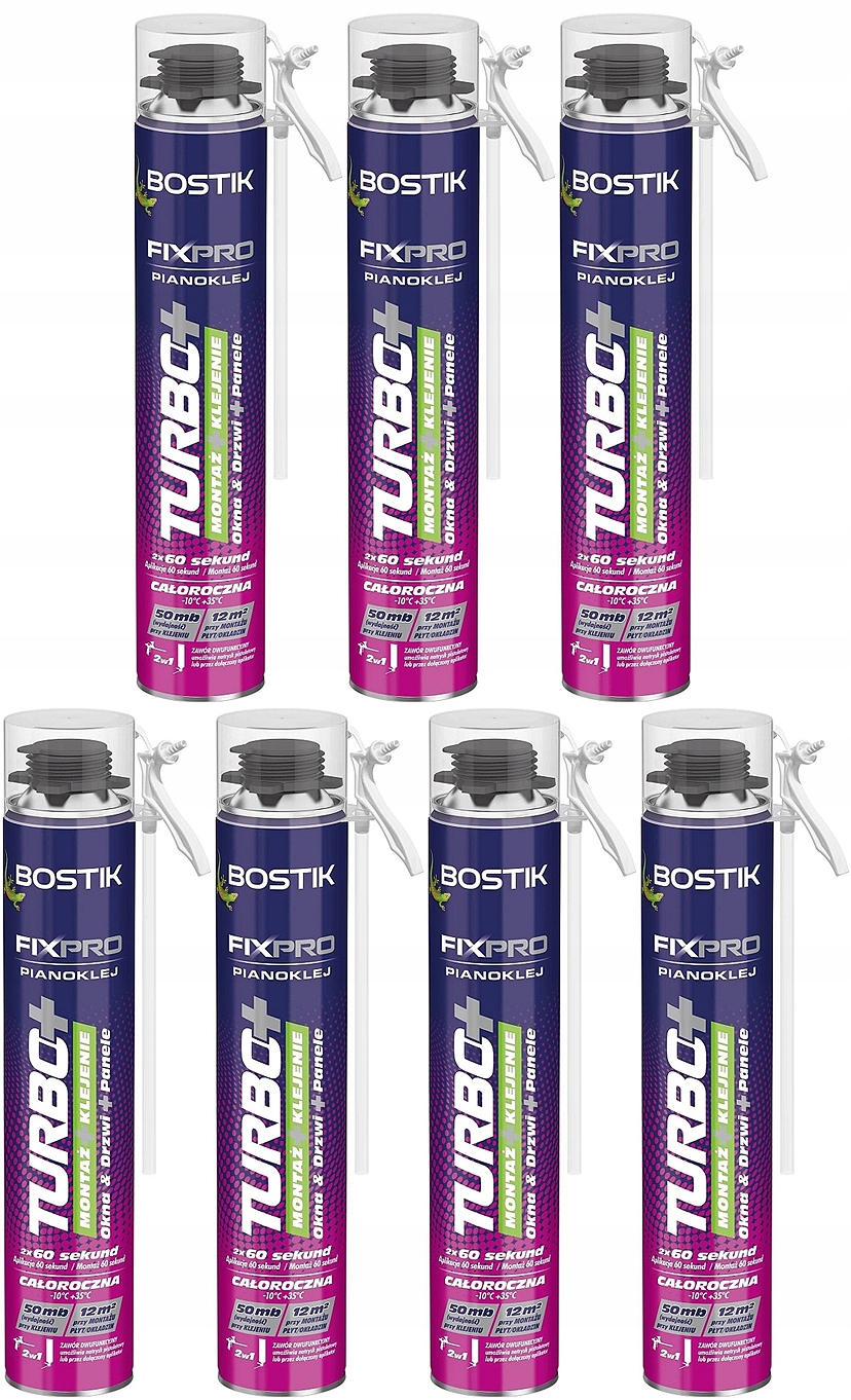 7szt Bostik Pianoklej Fixpro Turbo+ 750ml Szybka Piana Montażowa