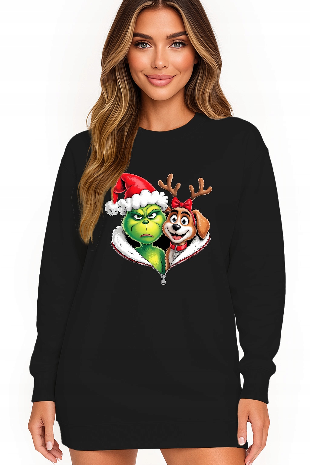 Mikina Dámská Vánoční Oversize Šaty Grinch Sob Dárek Vánoce S