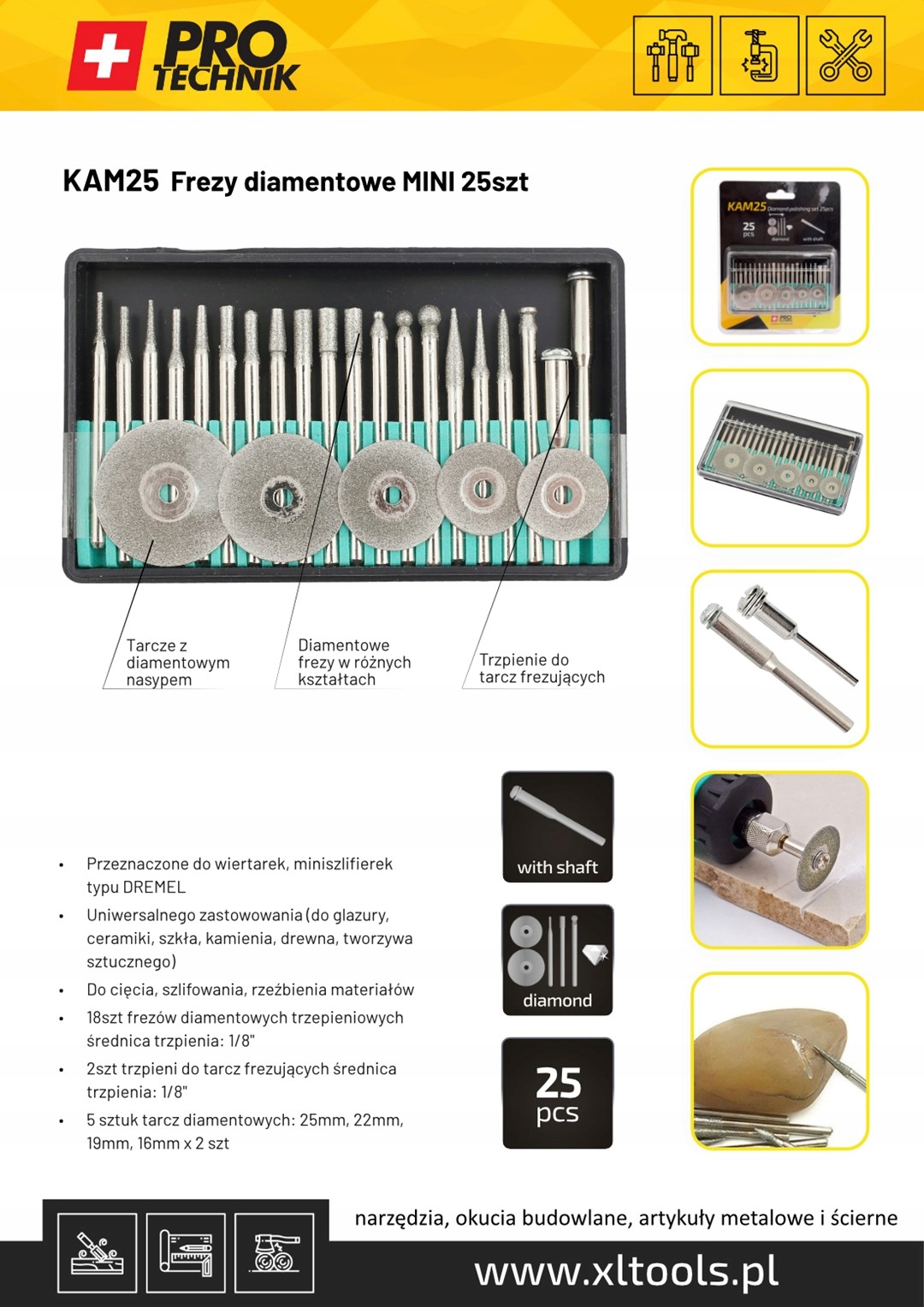 MINI FREZY I TARCZE DIAMENTOWE 25 szt MODELARSKIE Zastosowanie inne