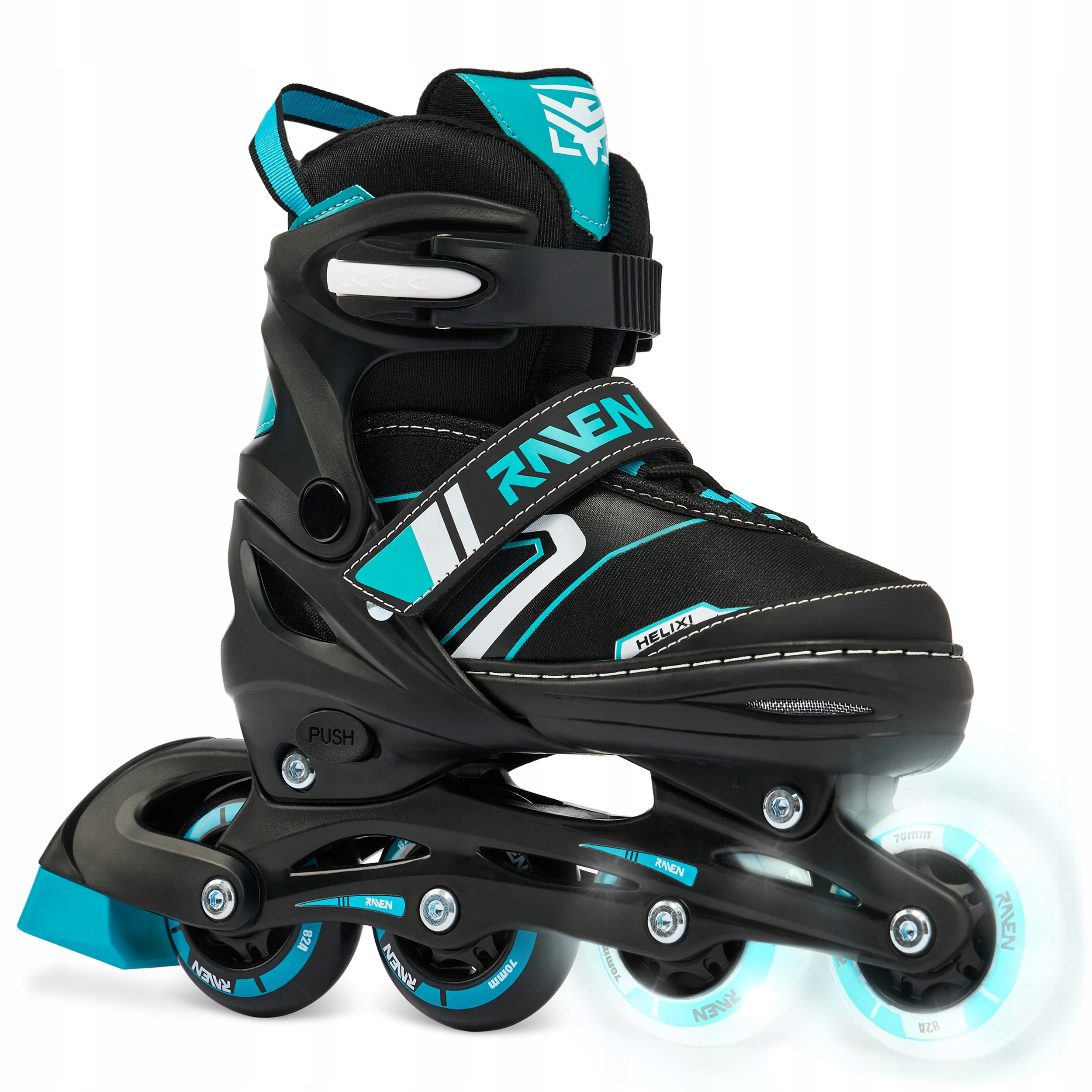 Rolki Regulowane Raven Helixi Black/Mint 30-33 Kółka Led